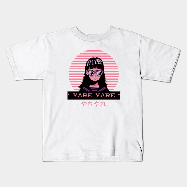 Anime retro style girl! "Yare Yare!" Oh Dear! Kids T-Shirt by Johan13